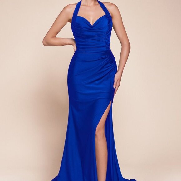 Halter bridesmaid dresses.Maid of honor party formal prom gala military ball red - Picture 4 of 13
